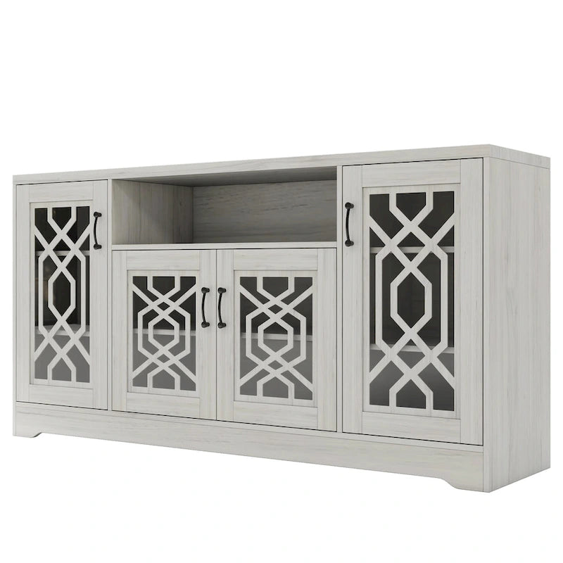 Meuble TV rustique pour téléviseurs de plus de 65 pouces | Console média en bois avec étagères de rangement | Armoire de salon