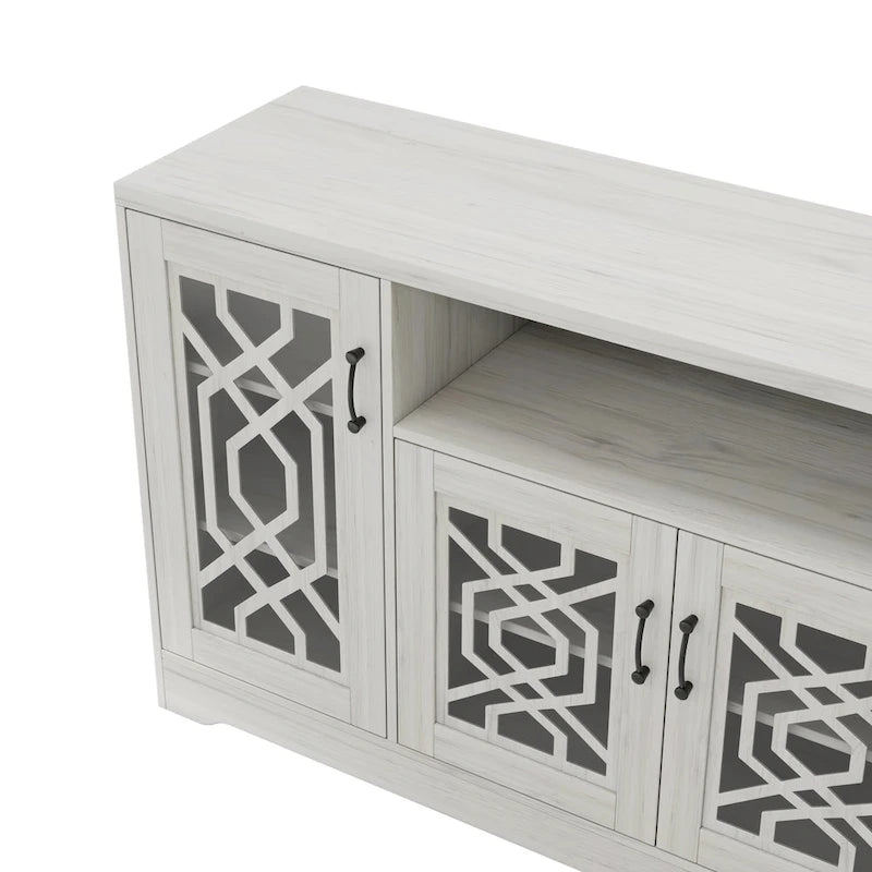 Meuble TV rustique pour téléviseurs de plus de 65 pouces | Console média en bois avec étagères de rangement | Armoire de salon