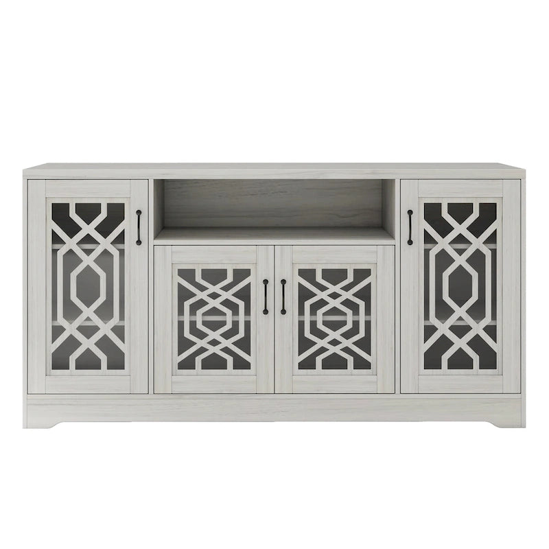 Meuble TV rustique pour téléviseurs de plus de 65 pouces | Console média en bois avec étagères de rangement | Armoire de salon