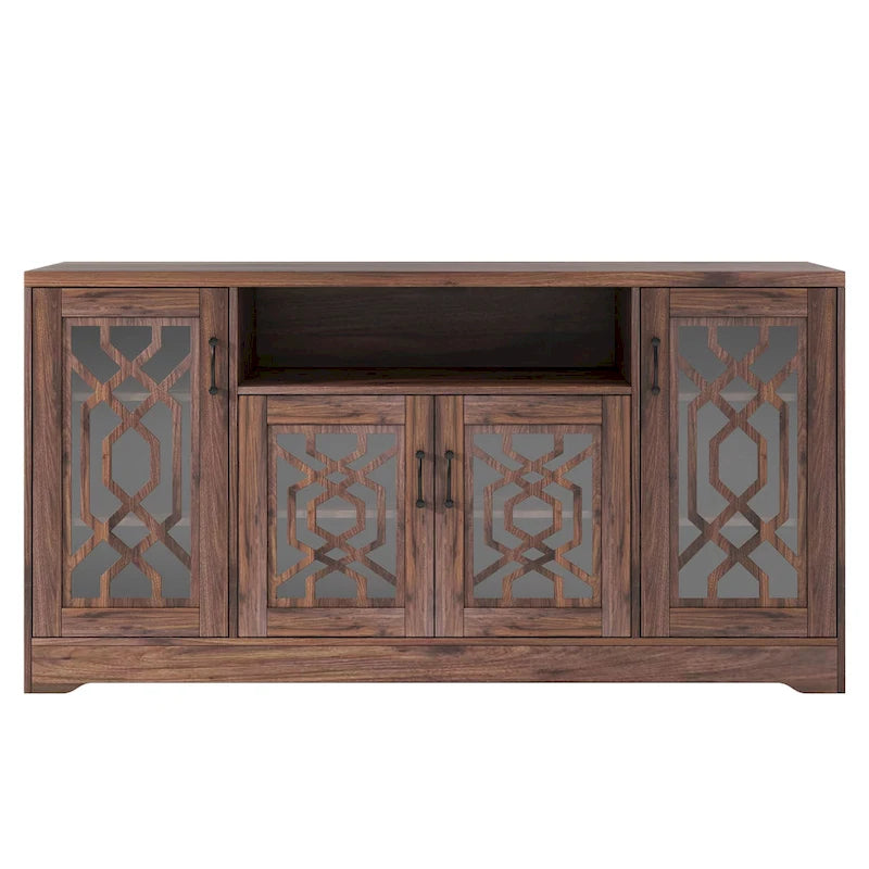 Meuble TV rustique pour téléviseurs de plus de 65 pouces | Console média en bois avec étagères de rangement | Armoire de salon