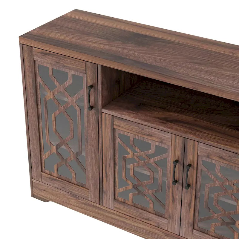 Meuble TV rustique pour téléviseurs de plus de 65 pouces | Console média en bois avec étagères de rangement | Armoire de salon