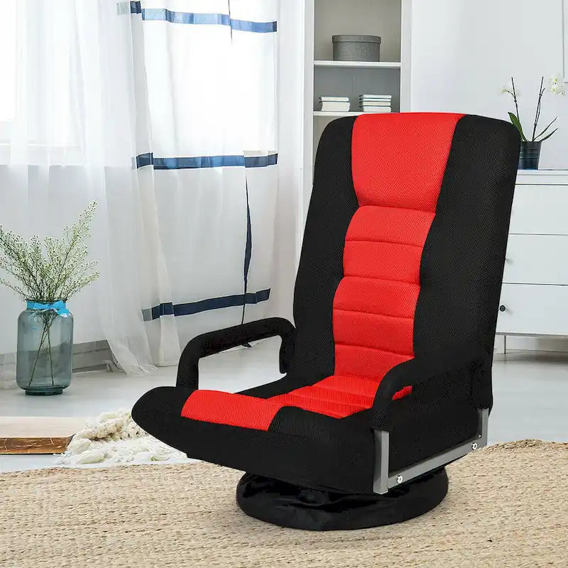 Chaise de sol pliable pivotante à 360° | Dossier réglable sur 5 positions | Pour jeux, lecture, détente | 4 coloris