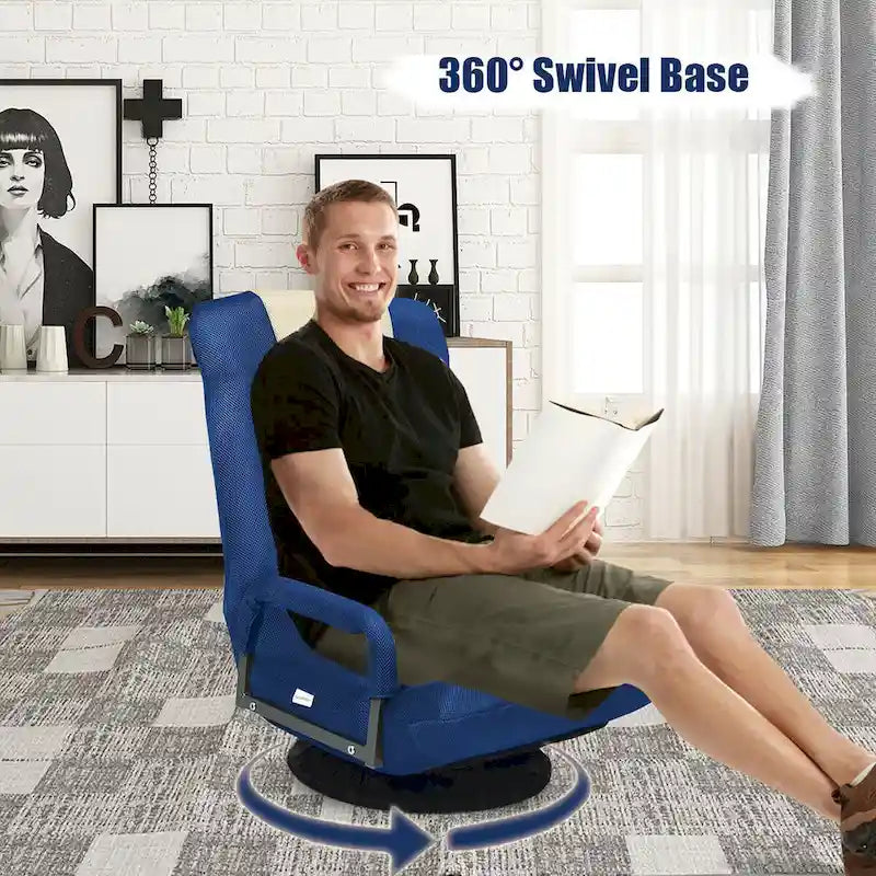 Chaise de sol pliable pivotante à 360° | Dossier réglable sur 5 positions | Pour jeux, lecture, détente | 4 coloris