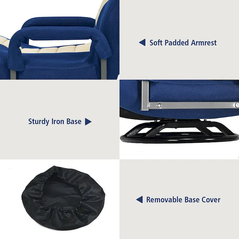 Chaise de sol pliable pivotante à 360° | Dossier réglable sur 5 positions | Pour jeux, lecture, détente | 4 coloris