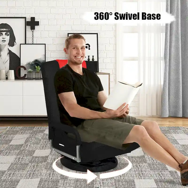 Chaise de sol pliable pivotante à 360° | Dossier réglable sur 5 positions | Pour jeux, lecture, détente | 4 coloris