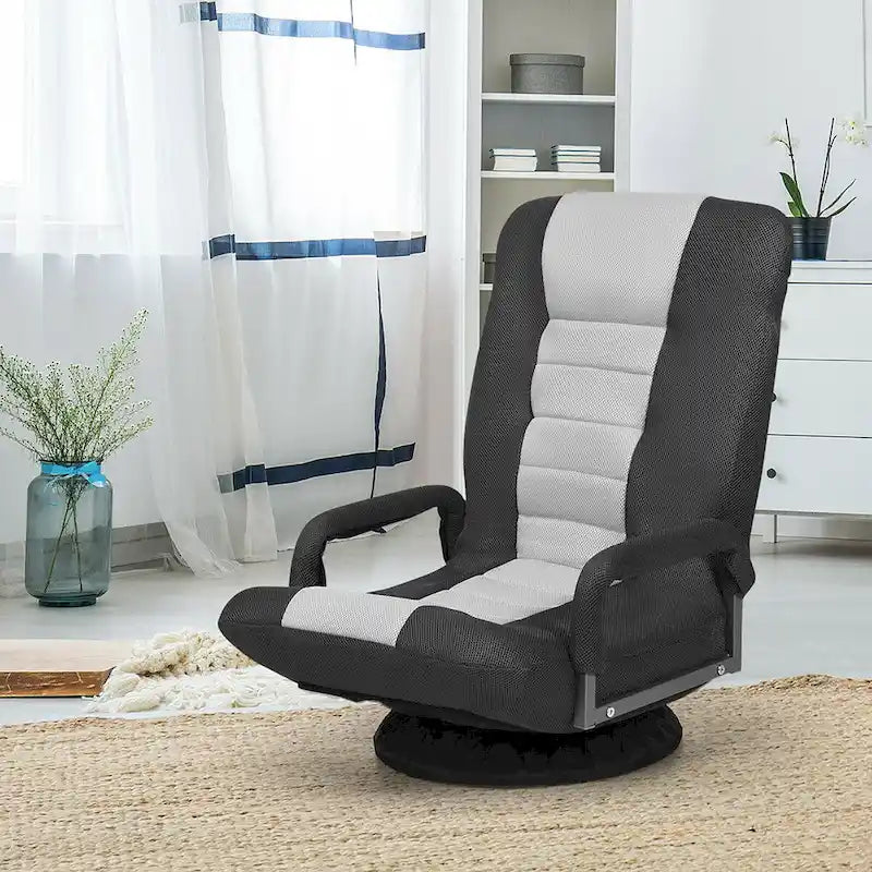 Chaise de sol pliable pivotante à 360° | Dossier réglable sur 5 positions | Pour jeux, lecture, détente | 4 coloris