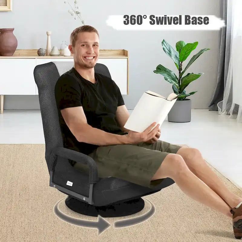 Chaise de sol pliable pivotante à 360° | Dossier réglable sur 5 positions | Pour jeux, lecture, détente | 4 coloris