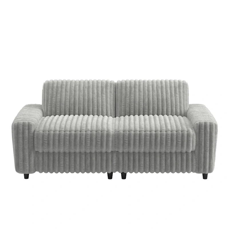 Causeuse en tissu moelleux moderne | Garnissage duvet et mousse | Gris | Accoudoirs droits