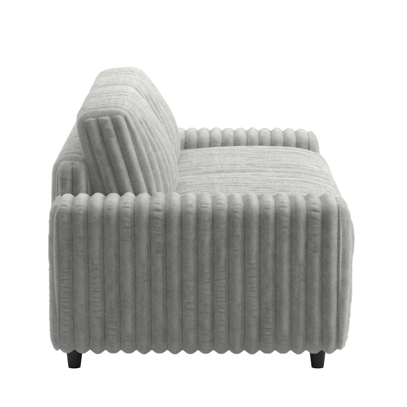 Causeuse en tissu moelleux moderne | Garnissage duvet et mousse | Gris | Accoudoirs droits
