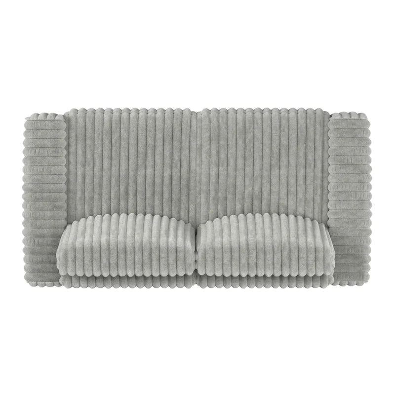 Causeuse en tissu moelleux moderne | Garnissage duvet et mousse | Gris | Accoudoirs droits