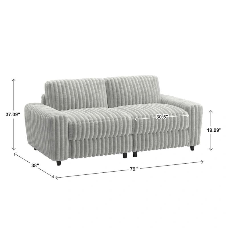Causeuse en tissu moelleux moderne | Garnissage duvet et mousse | Gris | Accoudoirs droits