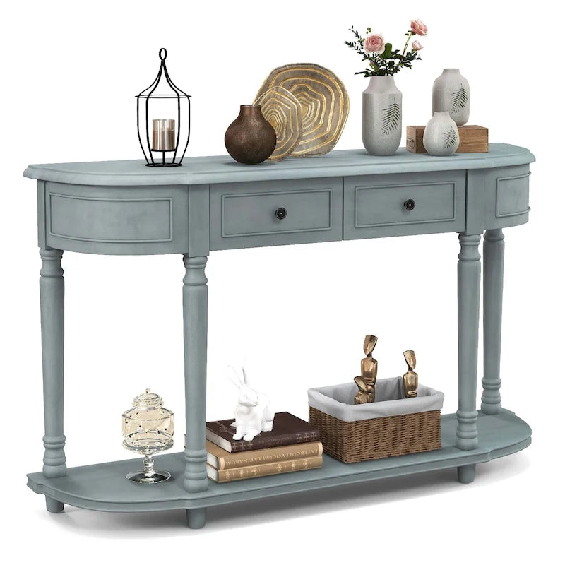 Console de canapé 52" avec 2 tiroirs et étagère ouverte — Style Vintage