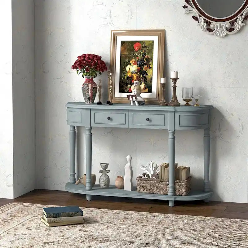 Console de canapé 52" avec 2 tiroirs et étagère ouverte — Style Vintage