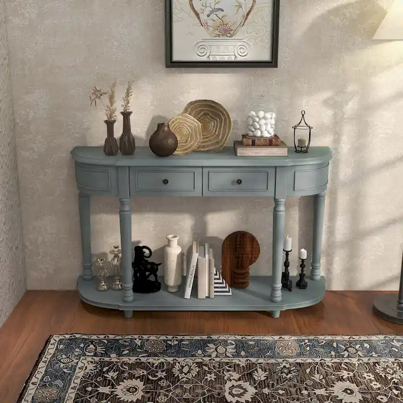 Console de canapé 52" avec 2 tiroirs et étagère ouverte — Style Vintage