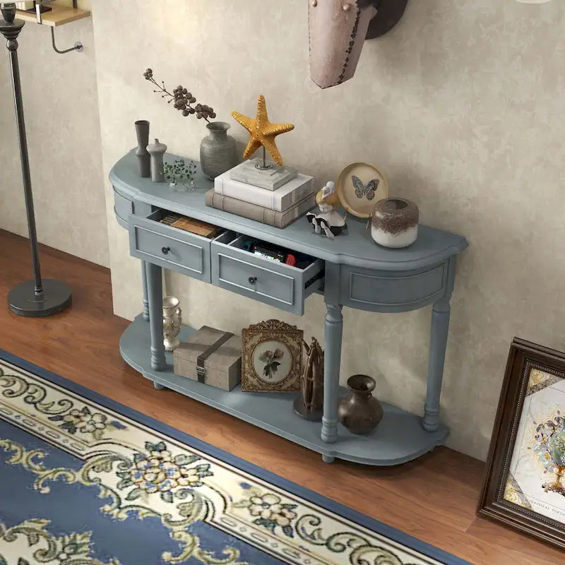 Console de canapé 52" avec 2 tiroirs et étagère ouverte — Style Vintage