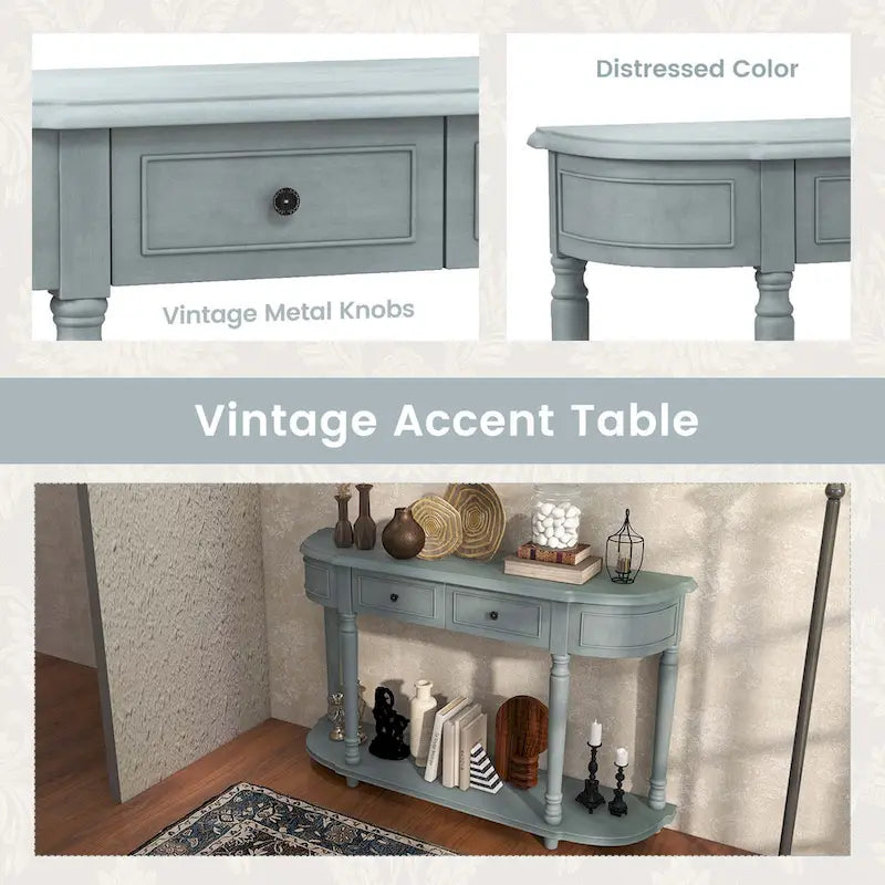 Console de canapé 52" avec 2 tiroirs et étagère ouverte — Style Vintage