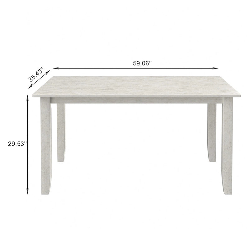 Table à manger rectangulaire moderne en bois massif | Pin avec finition brossée | 4-6 places | Gris