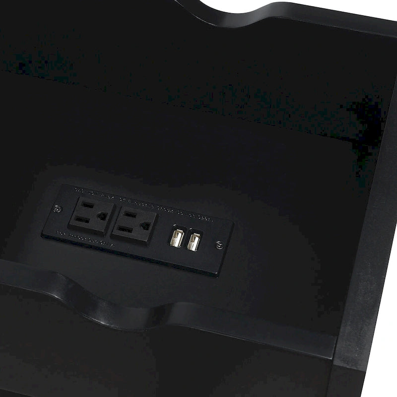 Table d'appoint relevable avec station de recharge intégrée et étagère | Ports USB | Finition multi-tons
