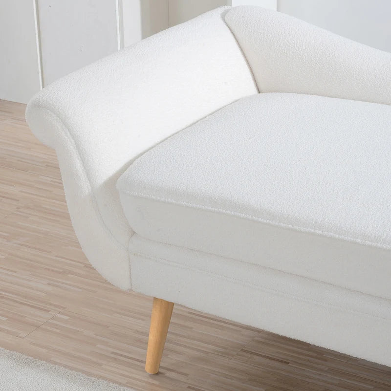 Méridienne moderne | Dossier ondulé et accoudoir à volutes | Pieds en bois fuselés | Fauteuil d'appoint rembourré