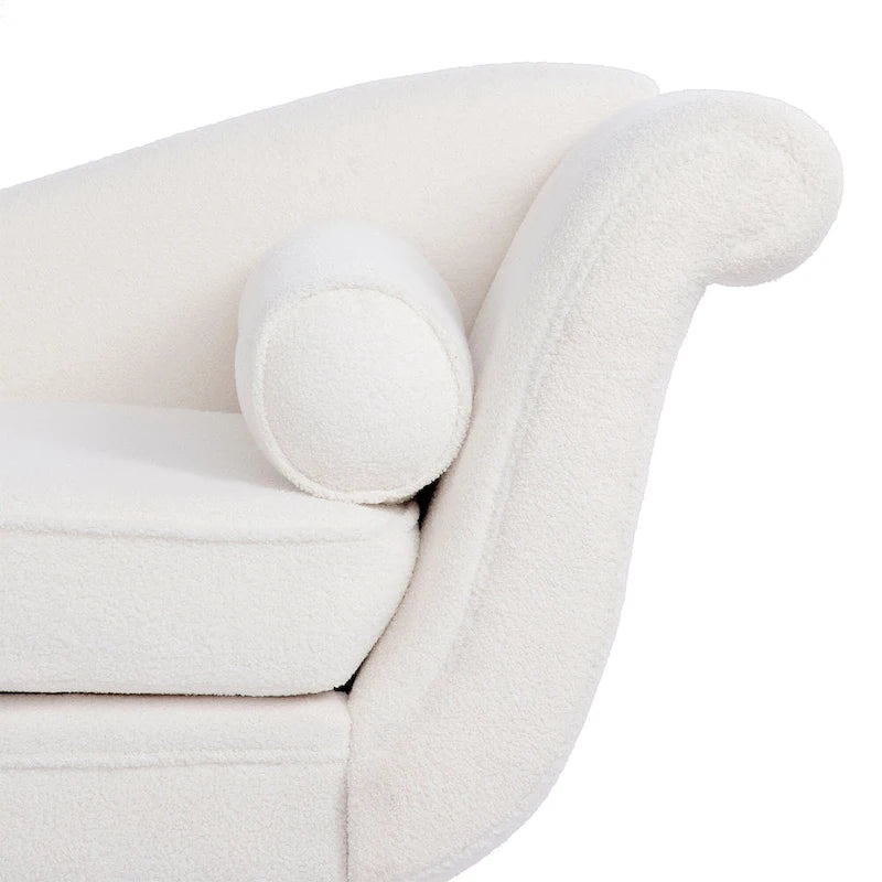 Méridienne moderne | Dossier ondulé et accoudoir à volutes | Pieds en bois fuselés | Fauteuil d'appoint rembourré