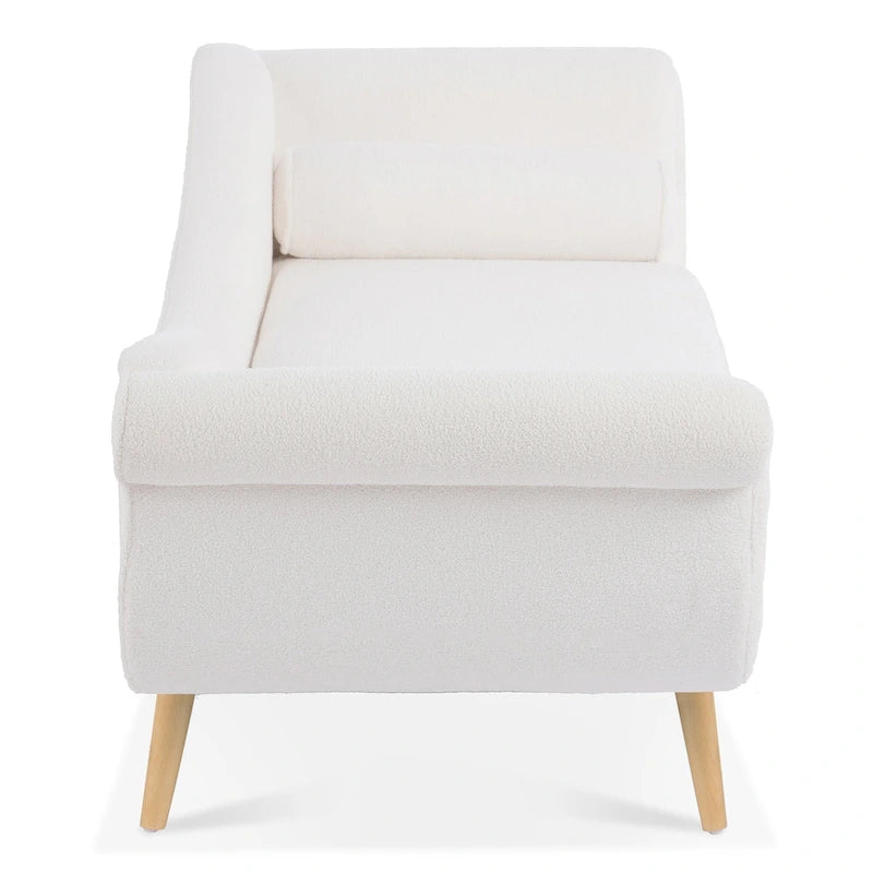 Méridienne moderne | Dossier ondulé et accoudoir à volutes | Pieds en bois fuselés | Fauteuil d'appoint rembourré