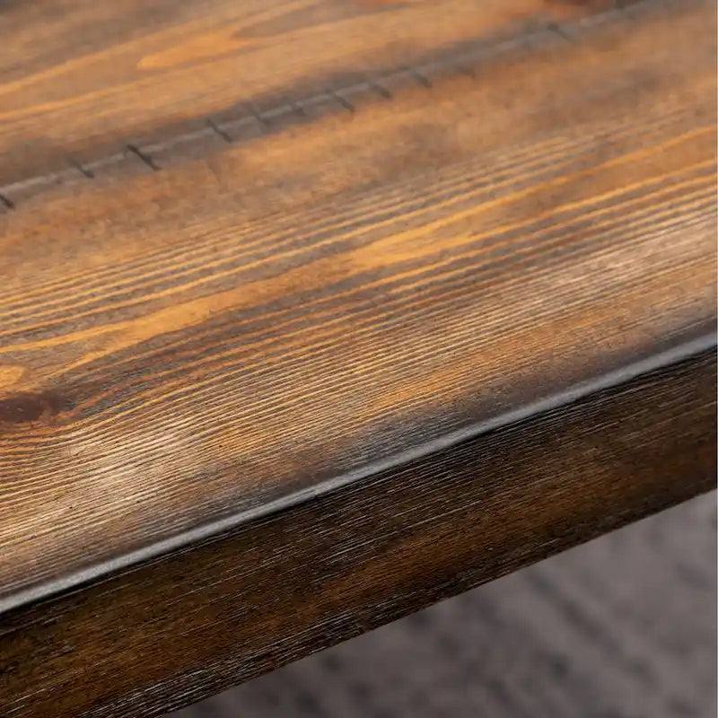 Table à manger industrielle de 60 po avec pieds en épingle — Plateau en pin foncé rustique et cadre en métal noir