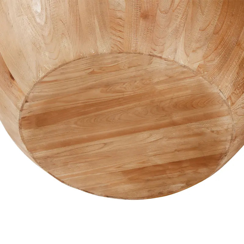 Table Basse de Rangement Vintage en Forme de Tonneau | Bois Massif | Rangement Dissimulé | Salon