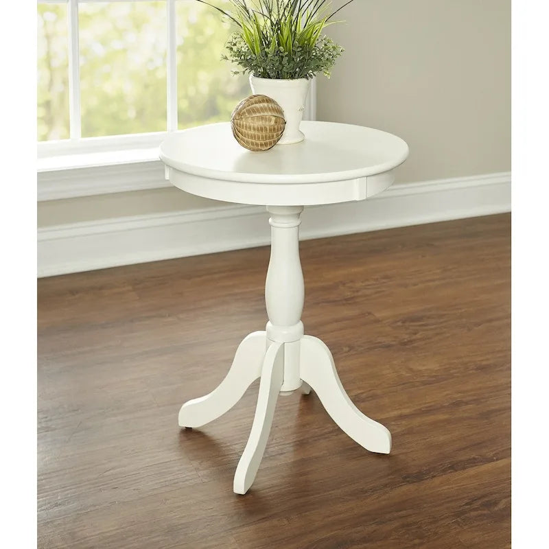 Table d'appoint ronde avec jupe en bois courbé et pieds fuselés — Style contemporain