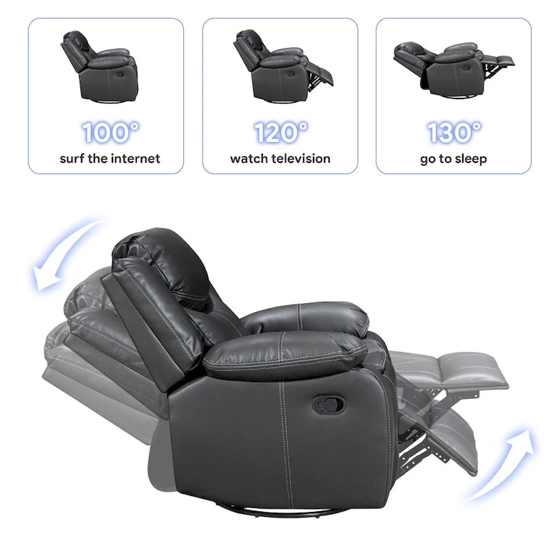 Fauteuil inclinable à bascule multifonction | Pivotant à 360° | Inclinaison réglable | Mousse haute densité