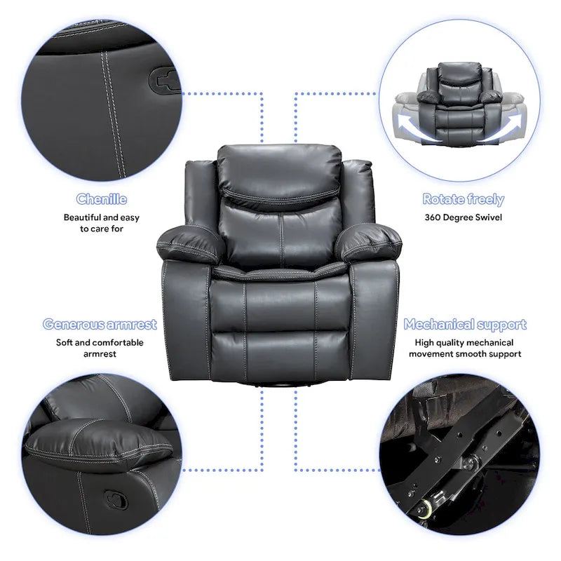 Fauteuil inclinable à bascule multifonction | Pivotant à 360° | Inclinaison réglable | Mousse haute densité