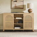 Bahut 2 portes de 147 cm | Panneaux en rotin cintrées | Meuble de rangement de style bohème