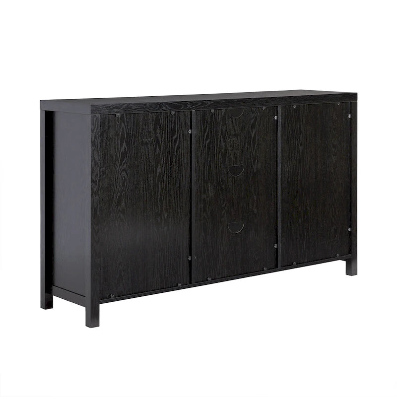 Bahut 2 portes de 147 cm | Panneaux en rotin cintrées | Meuble de rangement de style bohème