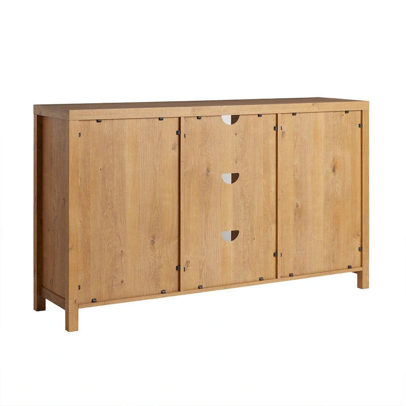 Bahut 2 portes de 147 cm | Panneaux en rotin cintrées | Meuble de rangement de style bohème