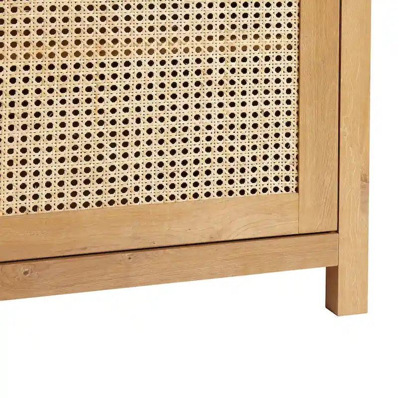 Bahut 2 portes de 147 cm | Panneaux en rotin cintrées | Meuble de rangement de style bohème