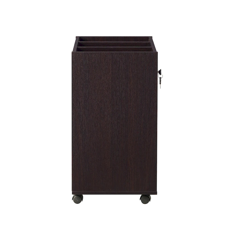 Caisson de classement mobile à 3 tiroirs verrouillables avec rangement ouvert — Style contemporain