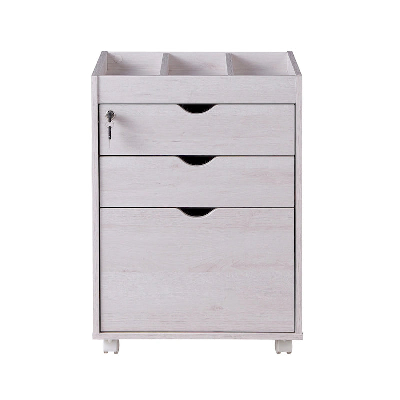 Caisson de classement mobile à 3 tiroirs verrouillables avec rangement ouvert — Style contemporain
