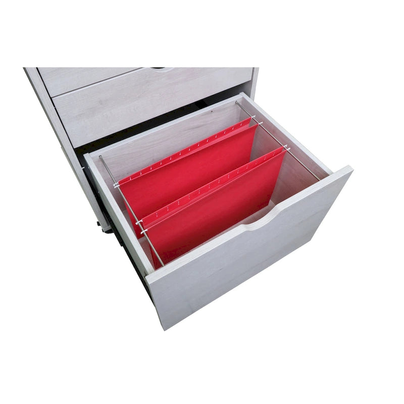 Caisson de classement mobile à 3 tiroirs verrouillables avec rangement ouvert — Style contemporain
