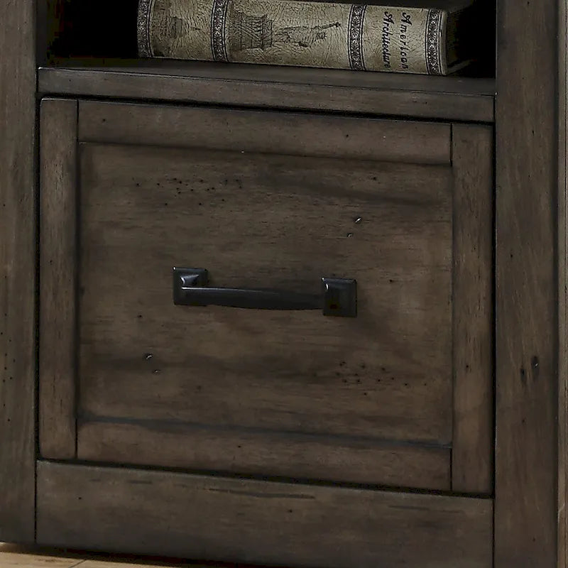 Meuble de classement moderne de style ferme et industriel à tiroir unique | Gris fumé | Quincaillerie en fer forgé | Aucun assemblage