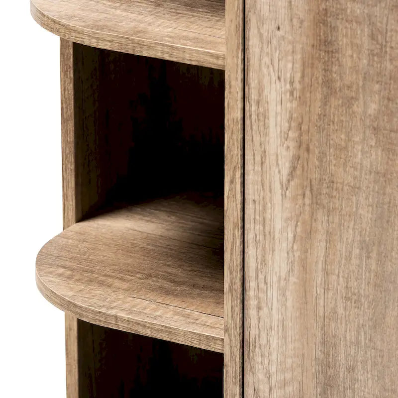 Meuble à chaussures moderne rustique à 2 portes | Finition chêne | 4 étagères intérieures | Étagère ouverte | Pieds coniques