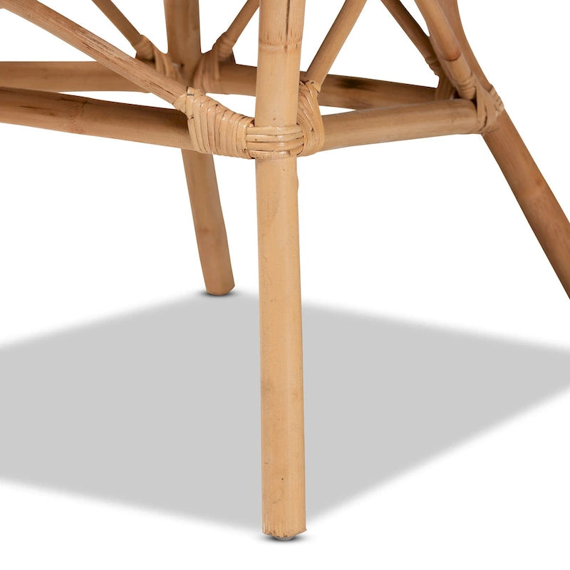 Chaise de salle à manger moderne bohème en rotin naturel avec coussin en tissu — Blanc et marron naturel