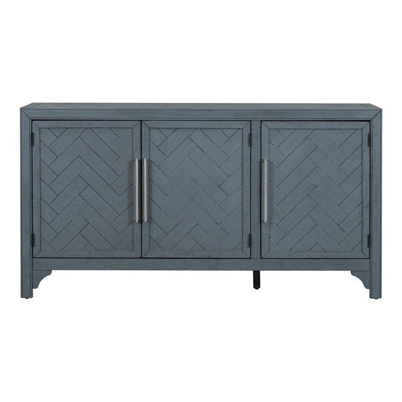 Buffet 3 portes en pin | Étagères réglables | Grand espace de rangement | Bleu marine ou gris