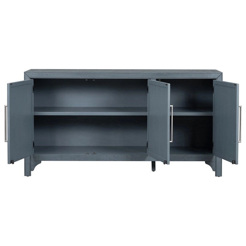 Buffet 3 portes en pin | Étagères réglables | Grand espace de rangement | Bleu marine ou gris