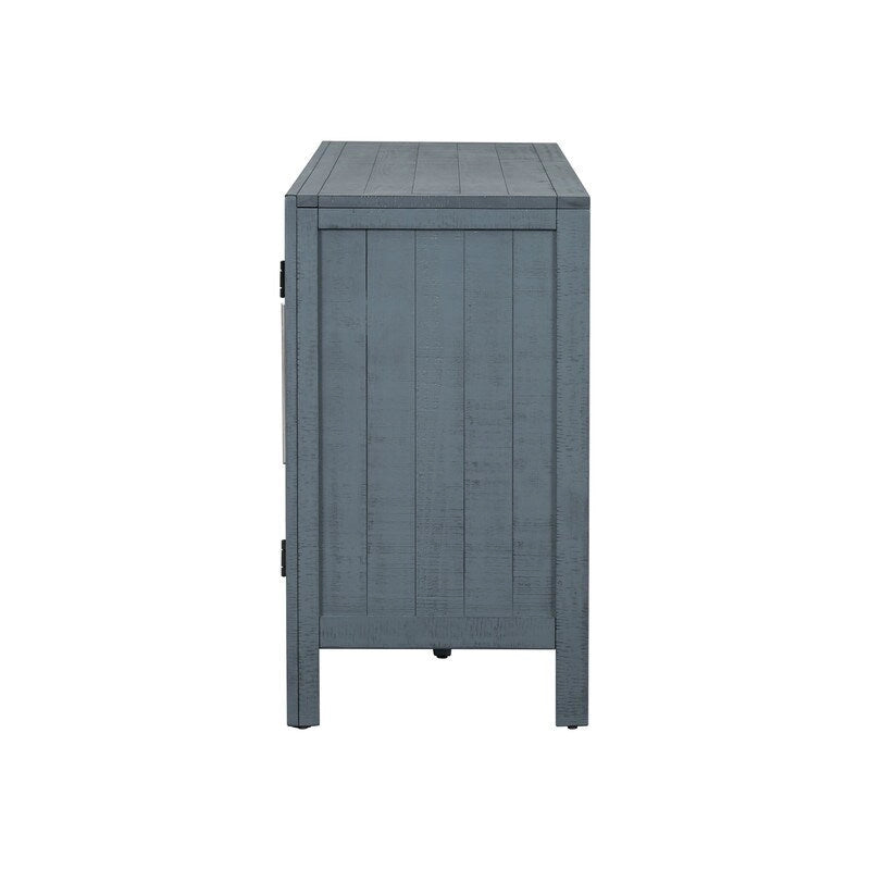 Buffet 3 portes en pin | Étagères réglables | Grand espace de rangement | Bleu marine ou gris