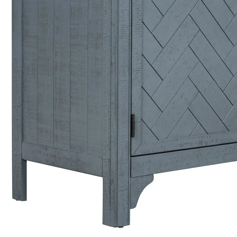 Buffet 3 portes en pin | Étagères réglables | Grand espace de rangement | Bleu marine ou gris