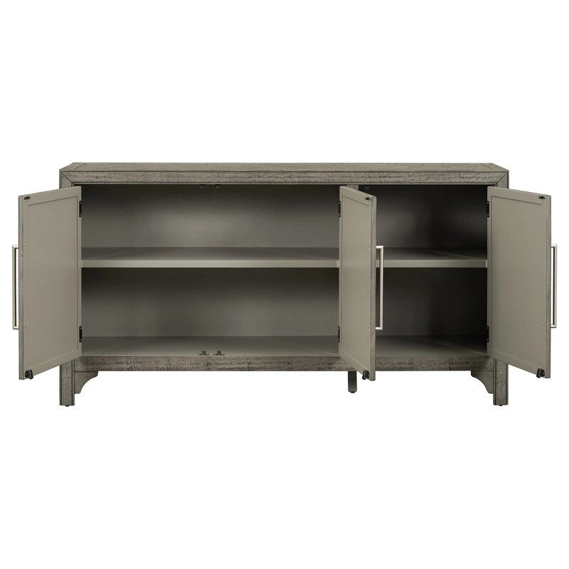 Buffet 3 portes en pin | Étagères réglables | Grand espace de rangement | Bleu marine ou gris