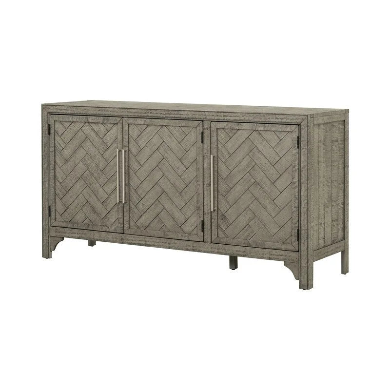 Buffet 3 portes en pin | Étagères réglables | Grand espace de rangement | Bleu marine ou gris