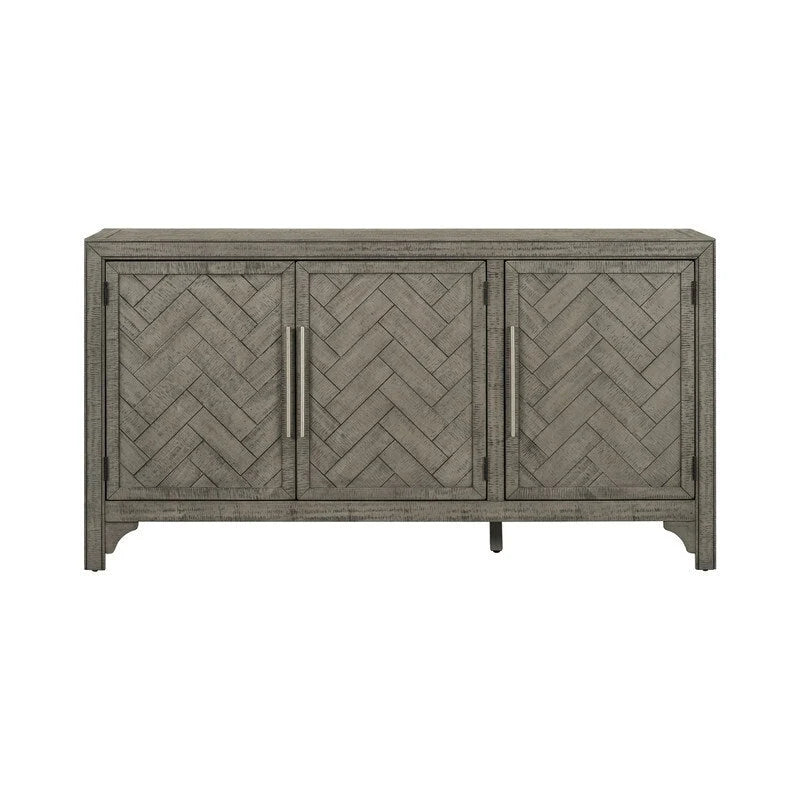 Buffet 3 portes en pin | Étagères réglables | Grand espace de rangement | Bleu marine ou gris