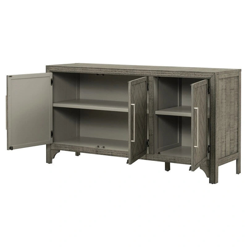 Buffet 3 portes en pin | Étagères réglables | Grand espace de rangement | Bleu marine ou gris
