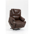 Fauteuil inclinable releveur électrique avec massage, chaleur lombaire et porte-gobelets — Cuir marron