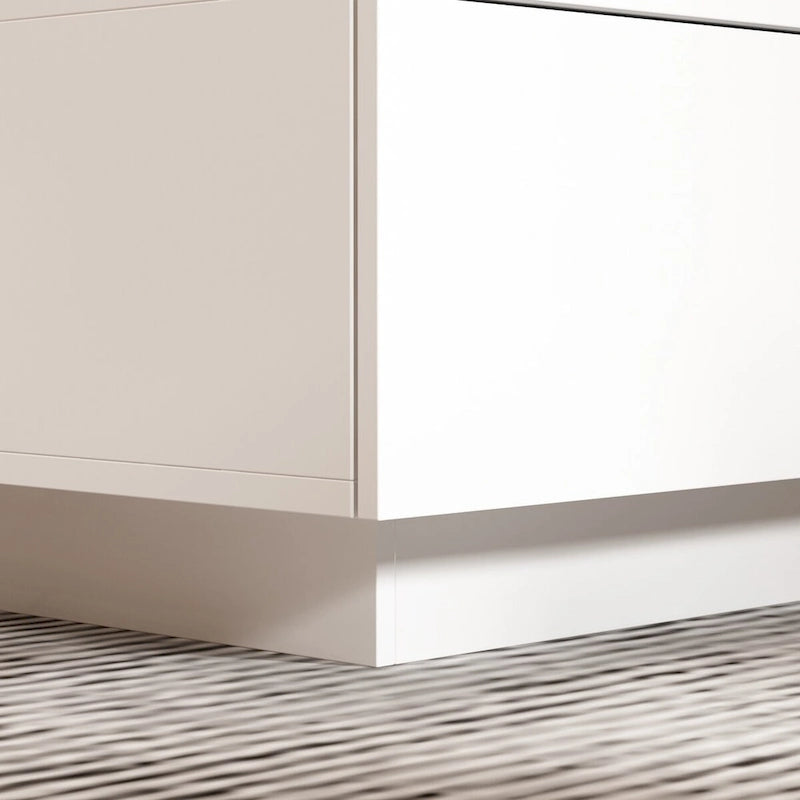 Table basse moderne à LED avec plateau en verre trempé et 2 tiroirs de rangement — Blanc